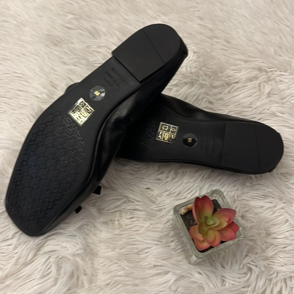 NEW Stuart Weitzman SW Bow ballerina black lamb skin leather flats women size 8